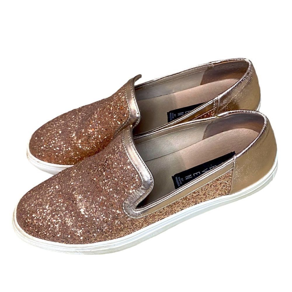 Steve Madden Kenner Rose Gold glitter loafers